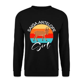 Saiga Antelope Girl Saiga Antilope - Unisex Pullover - Schwarz - Vorne - Alina (178cm) & Michal (187cm)