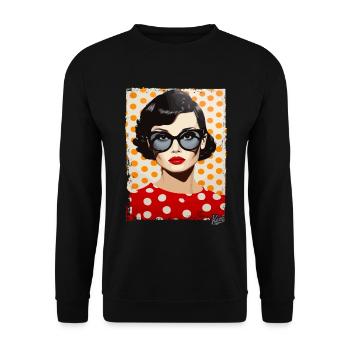 années 1950 Polka Dot Pop Art Femmes - Sweat-shirt Unisexe - noir - Devant - Alina (178cm) & Michal (187cm)