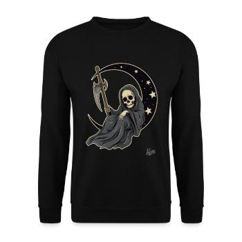 Little cute Grim Reaper sleeping on the moon - Unisex Sweatshirt - black - Front - Alina (178cm) & Michal (187cm)