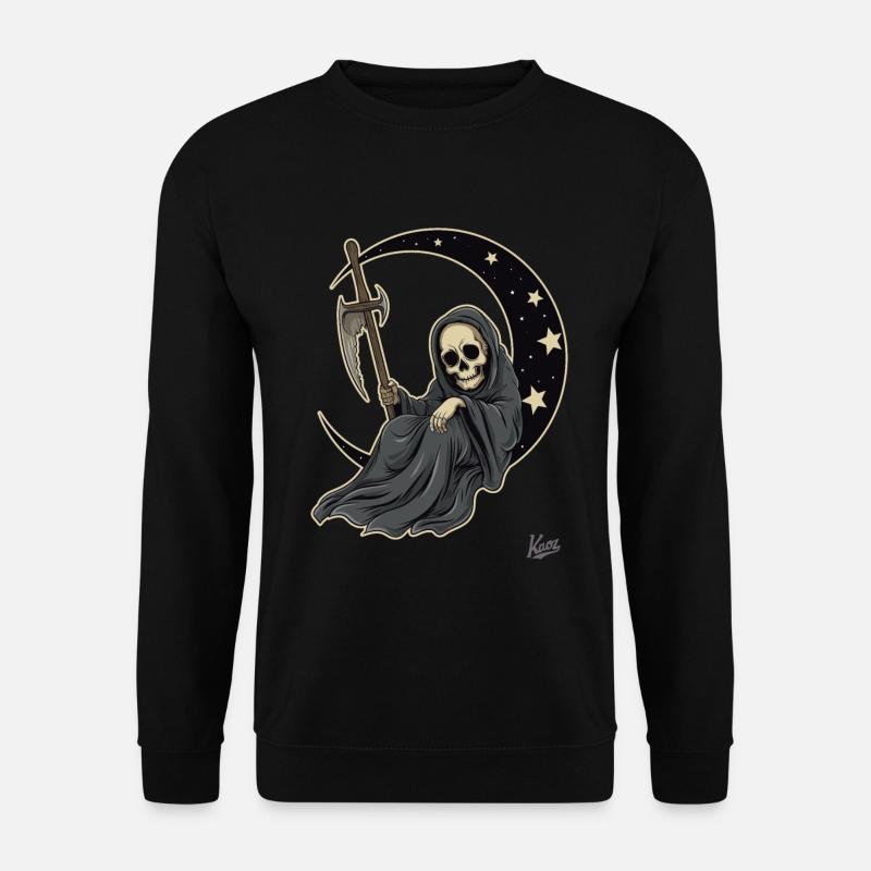 Little cute Grim Reaper sleeping on the moon - Unisex Sweatshirt - black