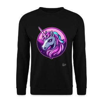 Süßes und cooles Einhorn - Unisex Pullover - Schwarz - Vorne - Alina (178cm) & Michal (187cm)