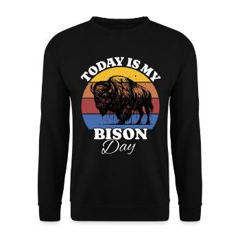 Buffalo Bison - Unisex Sweatshirt - black - Front - Alina (178cm) & Michal (187cm)