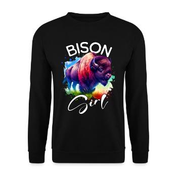 Bison Fille Buffle - Sweat-shirt Unisexe - noir - Devant - Alina (178cm) & Michal (187cm)