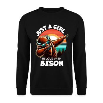 Une fille aime le bison - Sweat-shirt Unisexe - noir - Devant - Alina (178cm) & Michal (187cm)