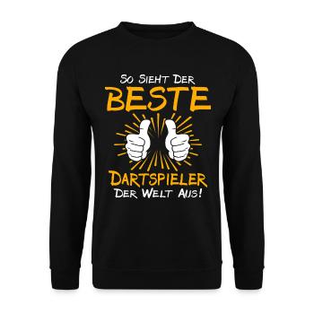 Dartspieler Geschenkidee - Unisex Pullover - Schwarz - Vorne - Alina (178cm) & Michal (187cm)