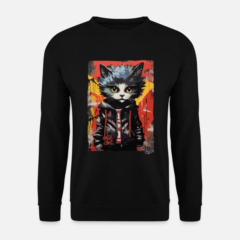 Street-Art Graffiti Mode-Katze - Unisex Pullover - Schwarz