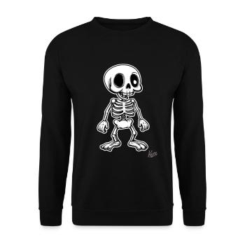 Lustiges Cartoon-retro-Skelett - Unisex Pullover - Schwarz - Vorne - Alina (178cm) & Michal (187cm)