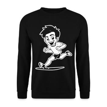 Marathon Junge Zeichnung - Unisex Pullover - Schwarz - Vorne - Alina (178cm) & Michal (187cm)