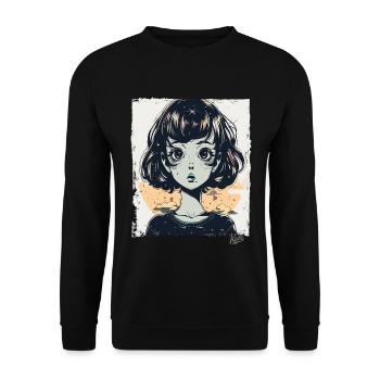 The cartoon girl with visions - Unisex Sweatshirt - black - Front - Alina (178cm) & Michal (187cm)