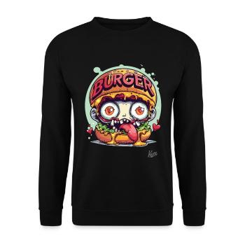 Zombie Burger: For the undead with an appetite - Unisex Sweatshirt - black - Front - Alina (178cm) & Michal (187cm)