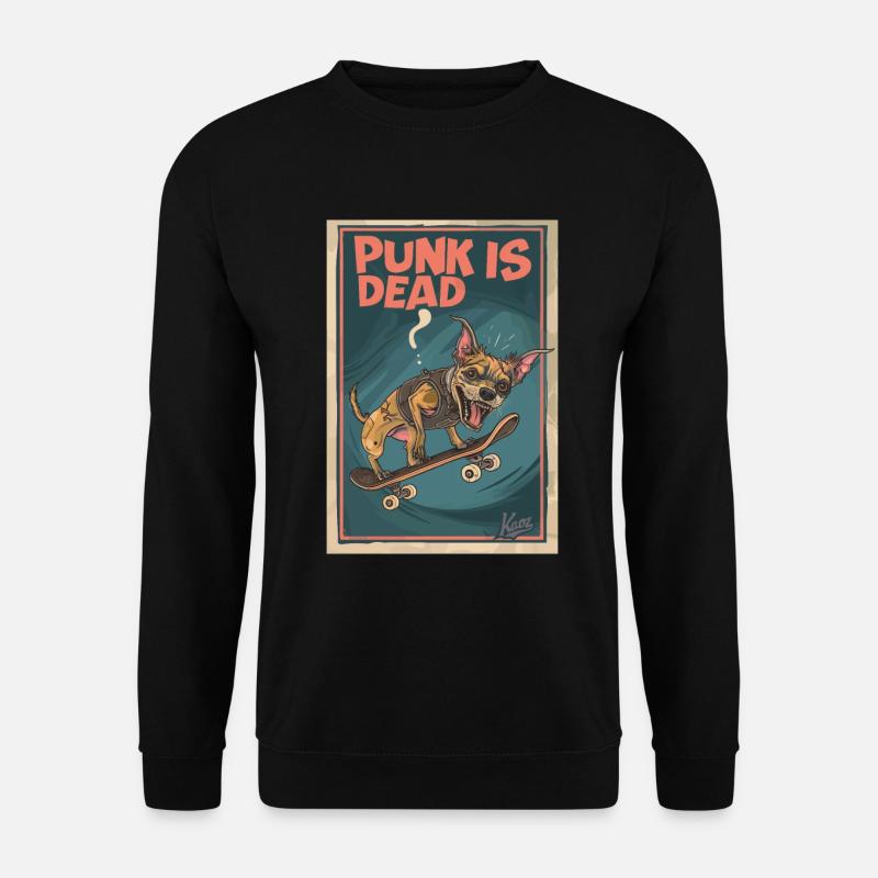 Skateboard Zombie-Hund: Punk is Dead - Unisex Pullover - Schwarz