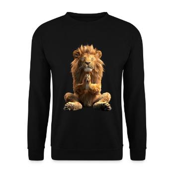 Löwe - Unisex Pullover - Schwarz - Vorne - Alina (178cm) & Michal (187cm)