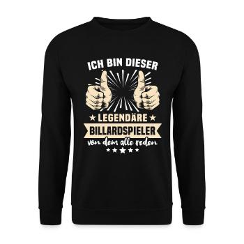 Billardspieler Sprüche - Unisex Pullover - Schwarz - Vorne - Alina (178cm) & Michal (187cm)