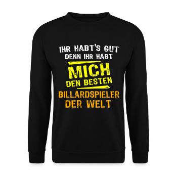 biBillardspieler Geschenk - Unisex Pullover - Schwarz - Vorne - Alina (178cm) & Michal (187cm)