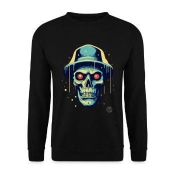 Drôle cool crâne avec chapeau - Sweat-shirt Unisexe - noir - Devant - Alina (178cm) & Michal (187cm)