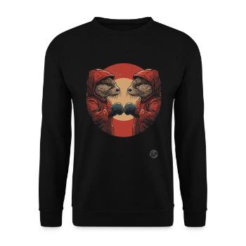 Animal Fights Presents: Otter Boxing - Unisex Sweatshirt - black - Front - Alina (178cm) & Michal (187cm)