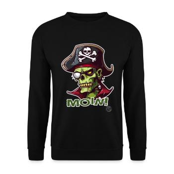 Le terrien pirate zombie dit Moin - Sweat-shirt Unisexe - noir - Devant - Alina (178cm) & Michal (187cm)