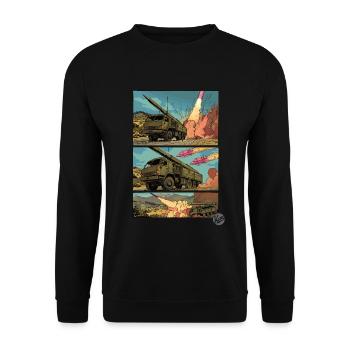 Military vehicles with pink rockets - Unisex Sweatshirt - black - Front - Alina (178cm) & Michal (187cm)