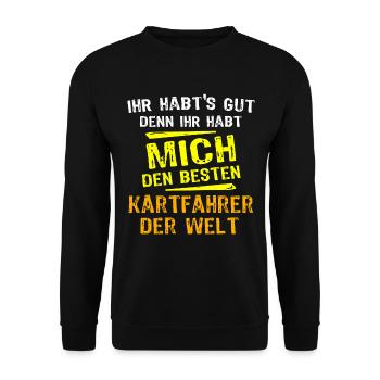 Cadeau de pilote de kart - Sweat-shirt Unisexe - noir - Devant - Alina (178cm) & Michal (187cm)
