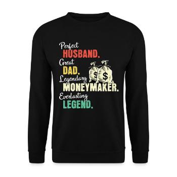 Geldverdiener Papa - Unisex Pullover - Schwarz - Vorne - Alina (178cm) & Michal (187cm)
