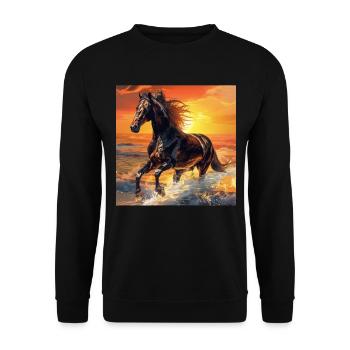 Pferd - Unisex Pullover - Schwarz - Vorne - Alina (178cm) & Michal (187cm)