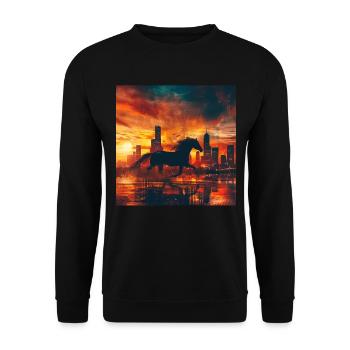 Pferd - Unisex Pullover - Schwarz - Vorne - Alina (178cm) & Michal (187cm)