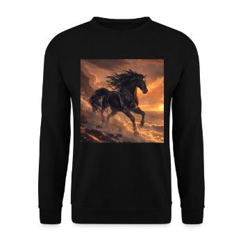 Pferd - Unisex Pullover - Schwarz - Vorne - Alina (178cm) & Michal (187cm)