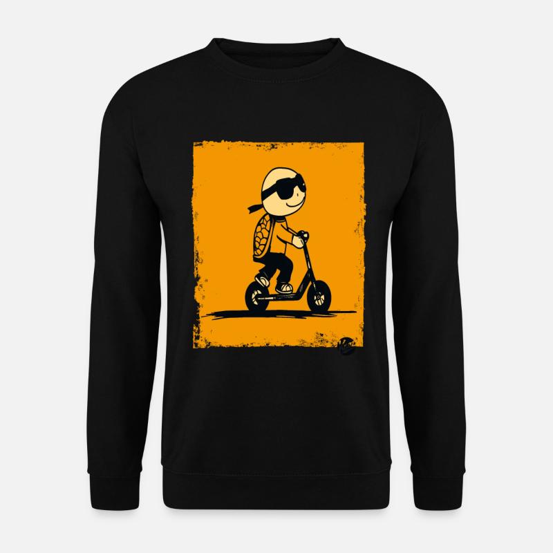 Lustige Cartoon-Schildkröte auf Roller - Unisex Pullover - Schwarz