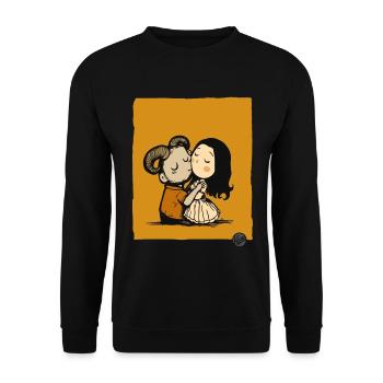 Pan küsst ein Mädchen im Labyrinth - Unisex Pullover - Schwarz - Vorne - Alina (178cm) & Michal (187cm)