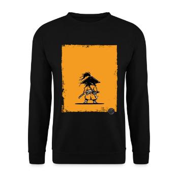 Samurai Style Warrior Silhouette - Unisex Sweatshirt - black - Front - Alina (178cm) & Michal (187cm)