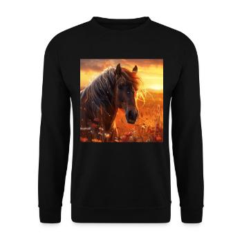 Pferd - Unisex Pullover - Schwarz - Vorne - Alina (178cm) & Michal (187cm)