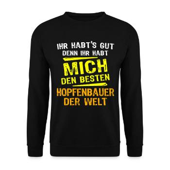 culture du houblonCadeau fermier de houblon - Sweat-shirt Unisexe - noir - Devant - Alina (178cm) & Michal (187cm)