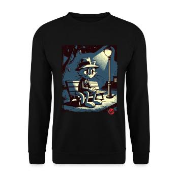 a night in the park and a melancholic cat - Unisex Sweatshirt - black - Front - Alina (178cm) & Michal (187cm)
