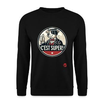 C’est super ! Chien de dessin animé rétro - Sweat-shirt Unisexe - noir - Devant - Alina (178cm) & Michal (187cm)