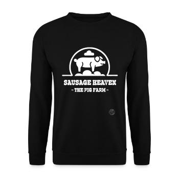 Wurst Himmel Schweinefarm Metzger Design Schwein - Unisex Pullover - Schwarz - Vorne - Alina (178cm) & Michal (187cm)