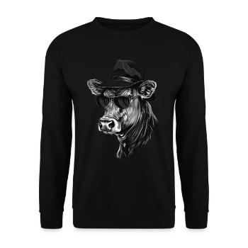 Kuh - Unisex Pullover - Schwarz - Vorne - Alina (178cm) & Michal (187cm)