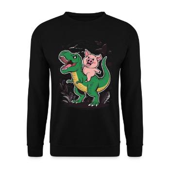 Schwein - Unisex Pullover - Schwarz - Vorne - Alina (178cm) & Michal (187cm)