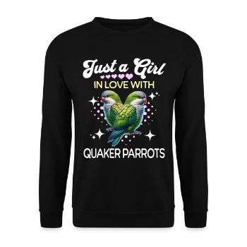 Monk Parakeet Girl Quaker Parrot - Unisex Sweatshirt - black - Front - Alina (178cm) & Michal (187cm)