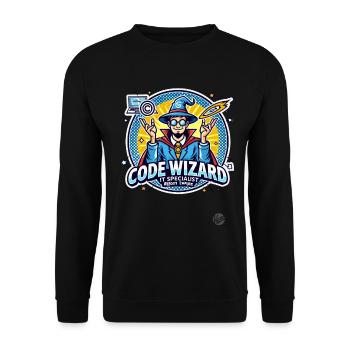 Code-Zauberer Neustart-Spezialist IT-Experte - Unisex Pullover - Schwarz - Vorne - Alina (178cm) & Michal (187cm)