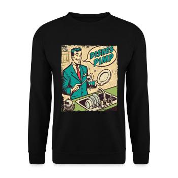 Man washing dishes pimping dishes - Unisex Sweatshirt - black - Front - Alina (178cm) & Michal (187cm)