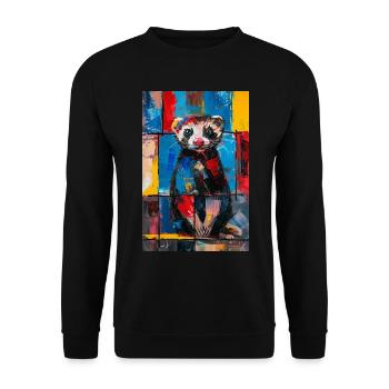 Frettchen - Unisex Pullover - Schwarz - Vorne - Alina (178cm) & Michal (187cm)