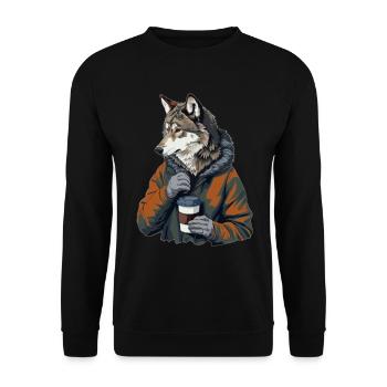 Wolf - Unisex Sweatshirt - black - Front - Alina (178cm) & Michal (187cm)