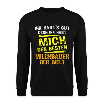 Cadeau de producteur laitier - Sweat-shirt Unisexe - noir - Devant - Alina (178cm) & Michal (187cm)