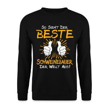 Pig farmer gift idea - Unisex Sweatshirt - black - Front - Alina (178cm) & Michal (187cm)