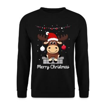 Sweet Christmas Moose - Unisex Sweatshirt - black - Front - Alina (178cm) & Michal (187cm)
