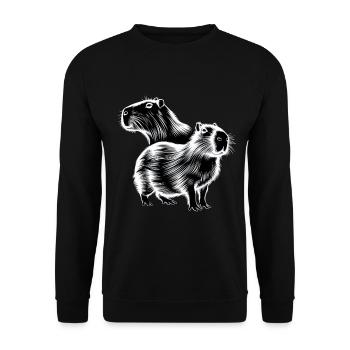 Wasserschwein - Unisex Pullover - Schwarz - Vorne - Alina (178cm) & Michal (187cm)