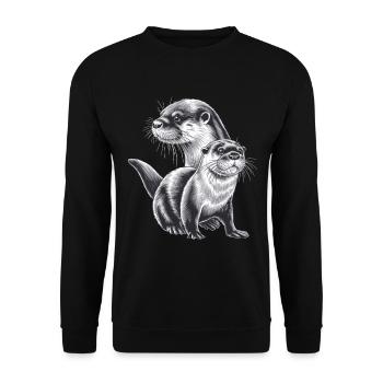 Otter - Unisex Sweatshirt - black - Front - Alina (178cm) & Michal (187cm)