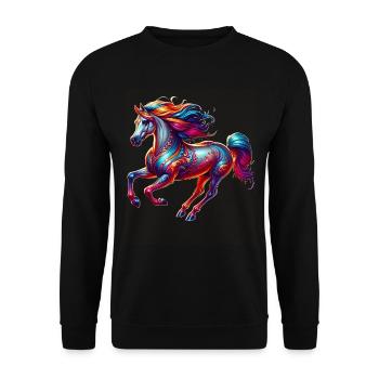 Andalusier Pferd - Unisex Pullover - Schwarz - Vorne - Alina (178cm) & Michal (187cm)