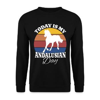 Andalusier Andalusian - Unisex Pullover - Schwarz - Vorne - Alina (178cm) & Michal (187cm)