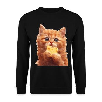 Cat - Unisex Sweatshirt - black - Front - Alina (178cm) & Michal (187cm)